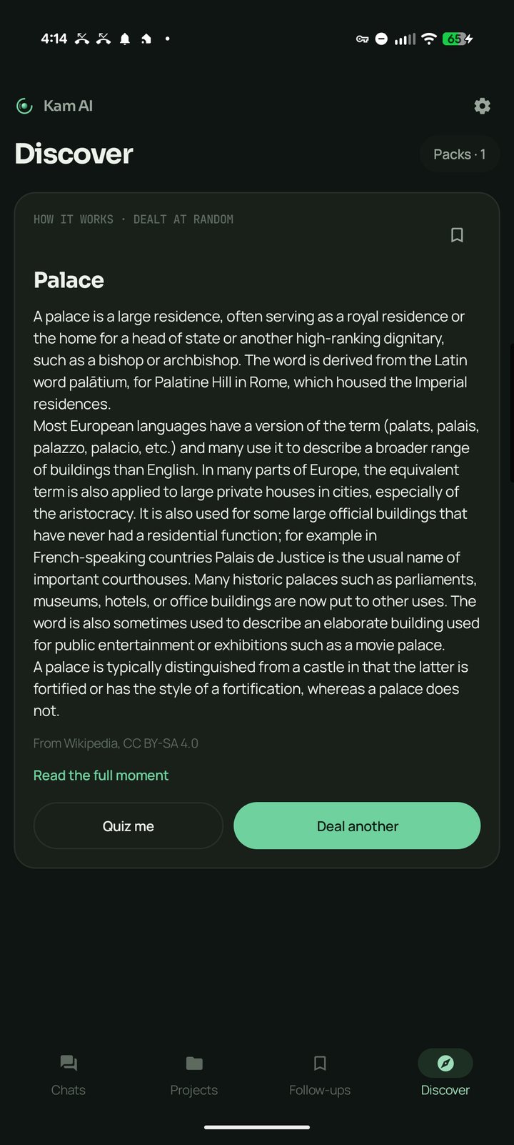 The Discover mode dealing a reading moment